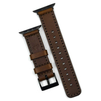 Pulseira de Couro Apple Watch Costurada Marrom