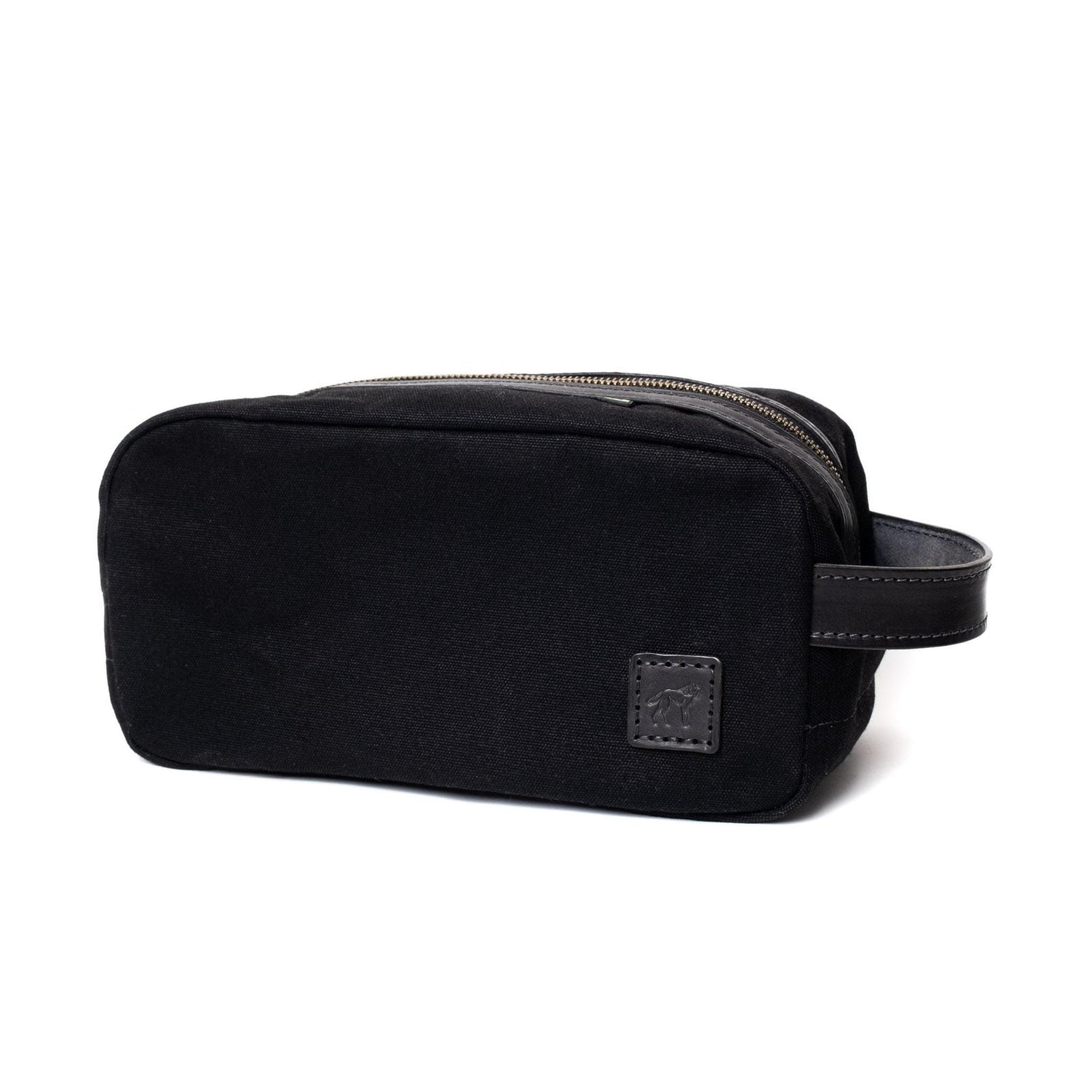 Necessaire Lona Encerada e Couro Preta