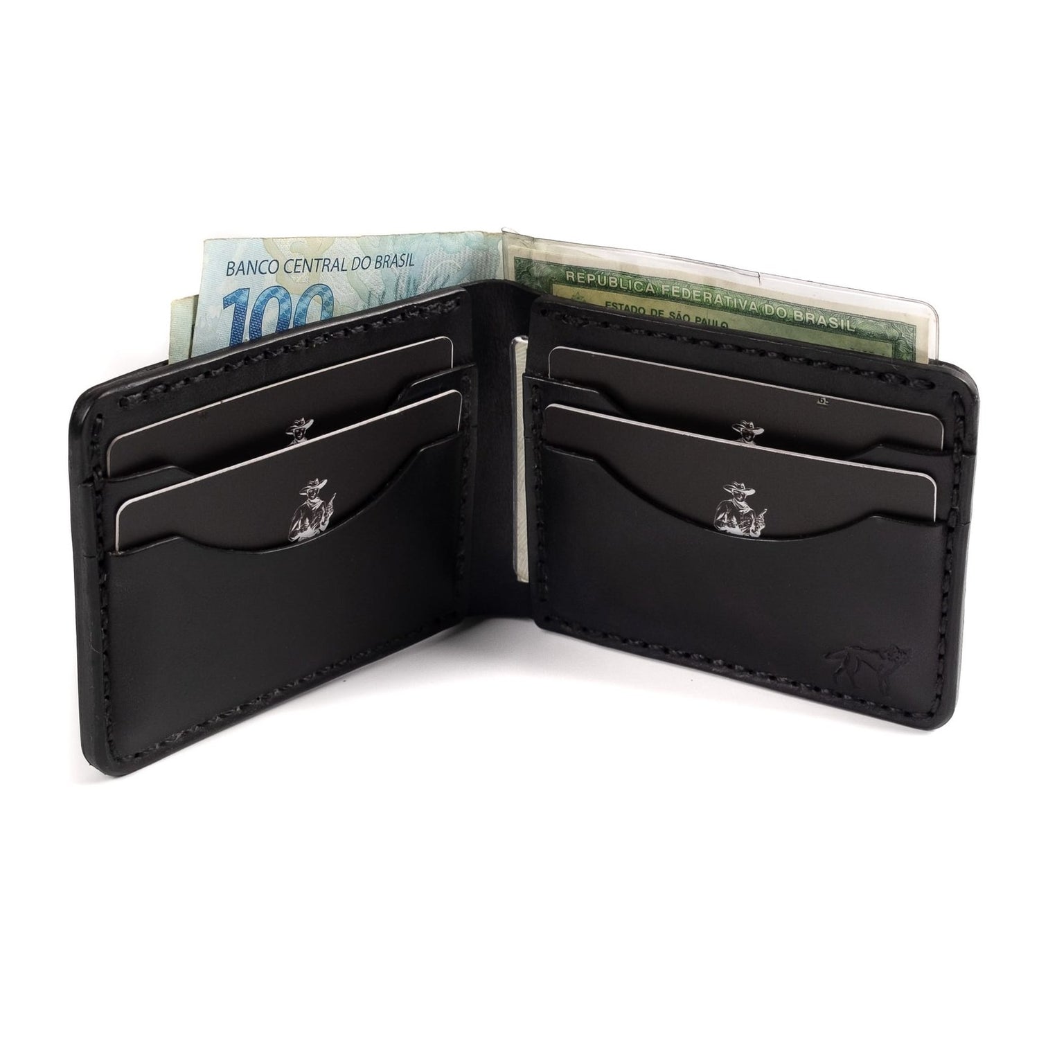 Carteira de Couro Bifold No.7 Preta