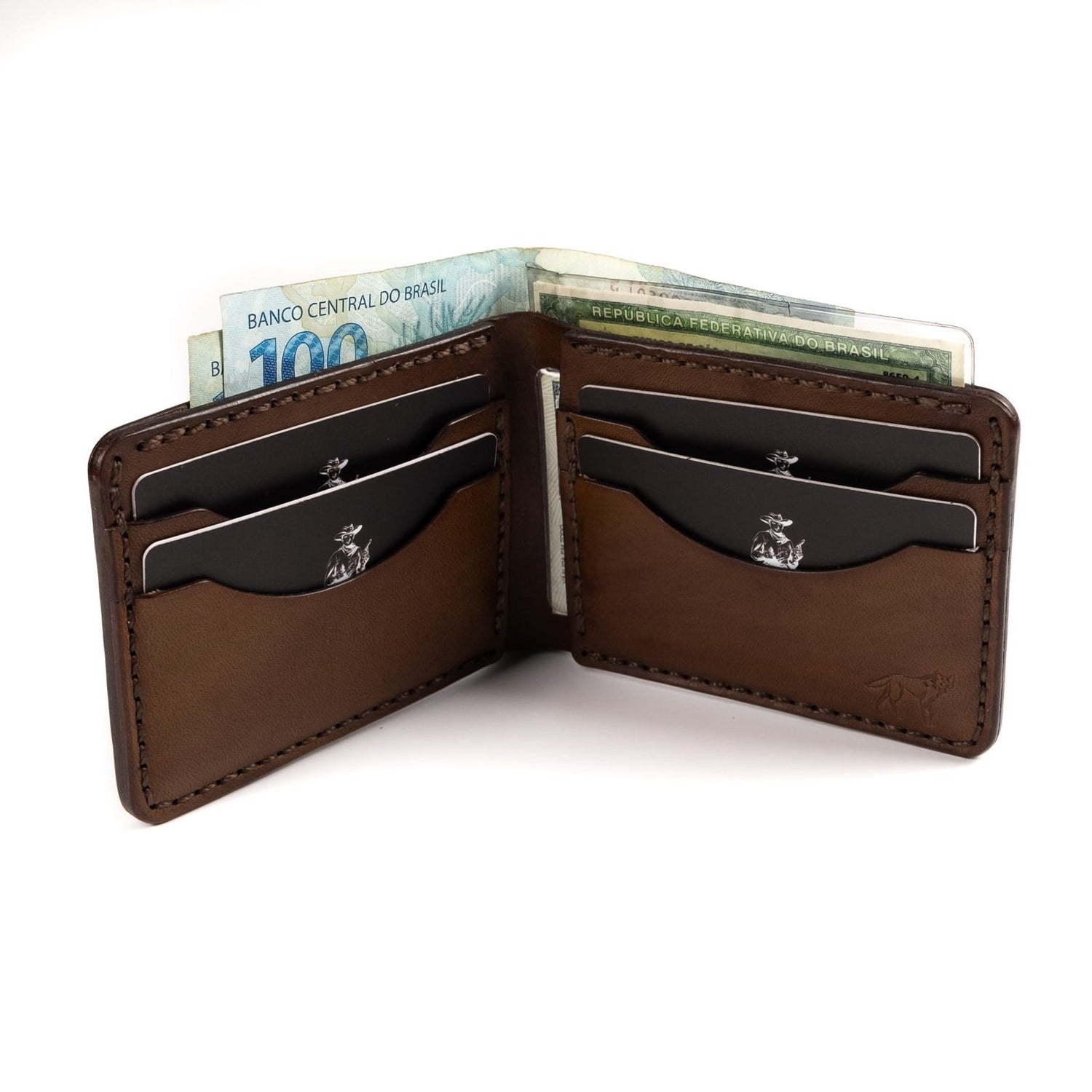 Carteira de Couro Bifold No.7 Marrom