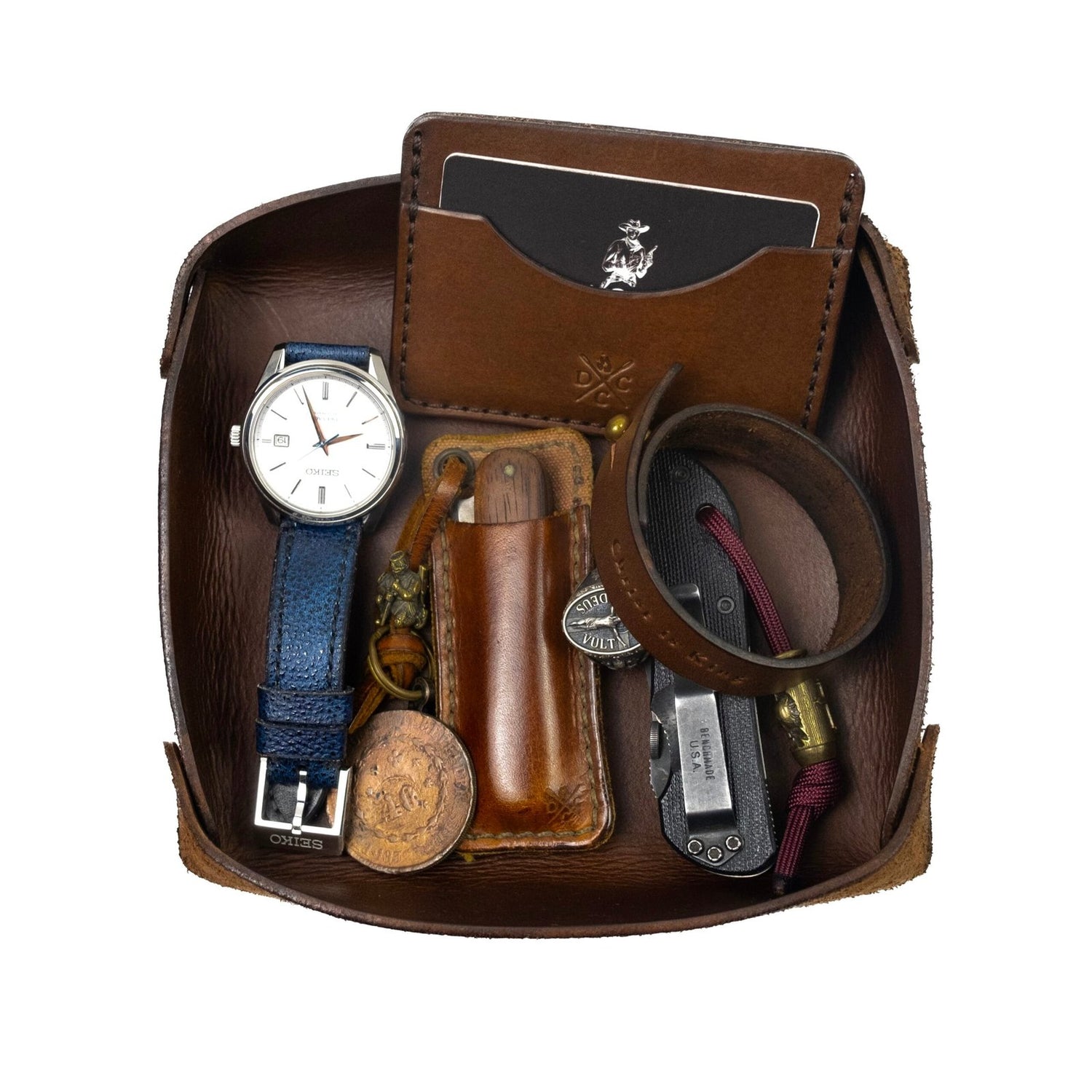Organizador de Mesa em Couro Marrom